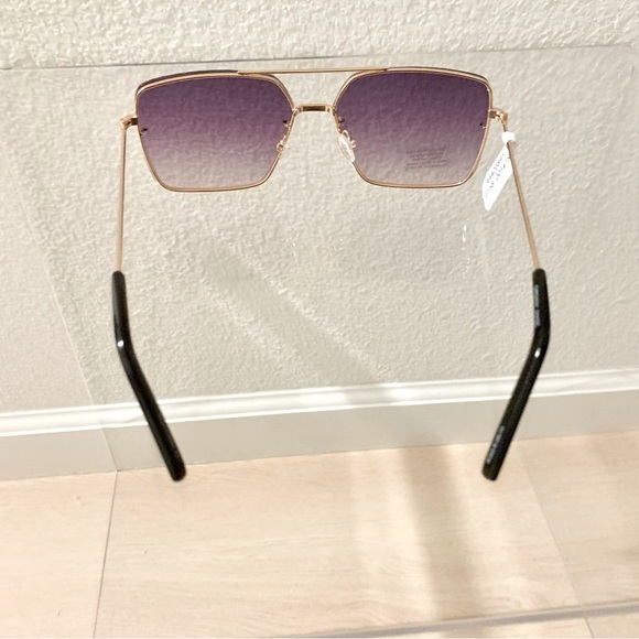 UO Purple Gold Boogie Down Square Frame Rim Oversized Aviator Sunglasses main image 4
